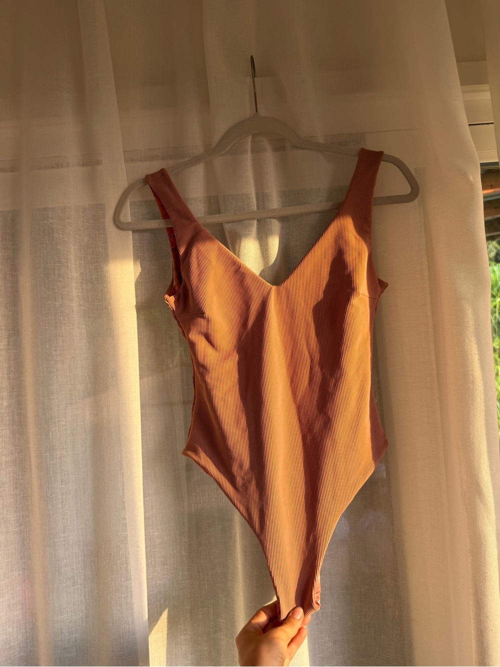 Rust Ribbed One-Piece Swimsuit